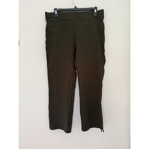 Quince Pants Ponte Straight Leg Womens Pull On Green Stretch Petites Large